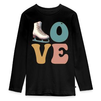 Ice Skating Ice Skating Figure Skating - Teenager Premium Organic Long Sleeve Shirt - black - Front - AI Model Kid Female (0cm)