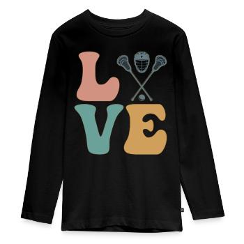Joueurs de crosse Entraîneur de laxisme Entraîneur d’équipe - T-shirt manches longues Premium Ado - noir - Devant - AI Model Kid Female (0cm)