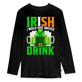 Lustiger St. Patricks Day - Teenager Premium Bio Langarmshirt - Schwarz - Vorne - AI Model Kid Female (0cm)
