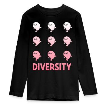 Funny Blobfish Sea Creature - Teenager Premium Organic Long Sleeve Shirt - black - Front - AI Model Kid Female (0cm)