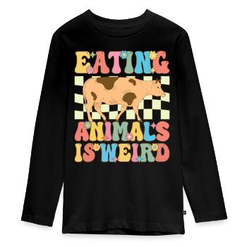 Régime végétalien Groovy à base de plantes - T-shirt manches longues Premium Ado - noir - Devant - AI Model Kid Female (0cm)