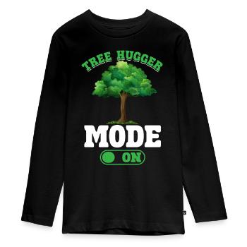 Environmentalists hugging trees - Teenager Premium Organic Long Sleeve Shirt - black - Front - AI Model Kid Female (0cm)