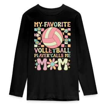 Volleyball Mom - Teenager Premium Organic Long Sleeve Shirt - black - Front - AI Model Kid Female (0cm)