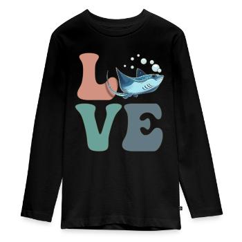 LIEBE Stachelrochen Mantarochen - Teenager Premium Bio Langarmshirt - Schwarz - Vorne - AI Model Kid Female (0cm)
