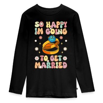 Im Going To Get Married Groovy Bridal Party Bride - Teenager Premium Organic Long Sleeve Shirt - black - Front - AI Model Kid Female (0cm)