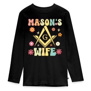 Franc-maçon Groovy Franc-maçonnerie Franc-maçonnerie - T-shirt manches longues Premium Ado - noir - Devant - AI Model Kid Female (0cm)