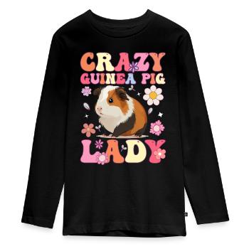 Cochon d’Inde fou Lady Groovy Cochon d’Inde - T-shirt manches longues Premium Ado - noir - Devant - AI Model Kid Female (0cm)