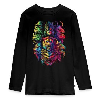 Cryptozoologie Conspiration cryptide Pop Art - T-shirt manches longues Premium Ado - noir - Devant - AI Model Kid Female (0cm)