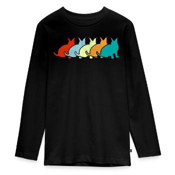Big Floppa Karakal Cat Meme - T-shirt manches longues Premium Ado - noir - Devant - AI Model Kid Female (0cm)