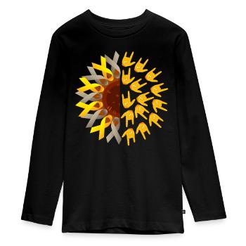 Gehörlosenstolz ASL - Teenager Premium Bio Langarmshirt - Schwarz - Vorne - AI Model Kid Female (0cm)