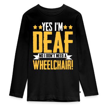Gehörlosenstolz ASL - Teenager Premium Bio Langarmshirt - Schwarz - Vorne - AI Model Kid Female (0cm)