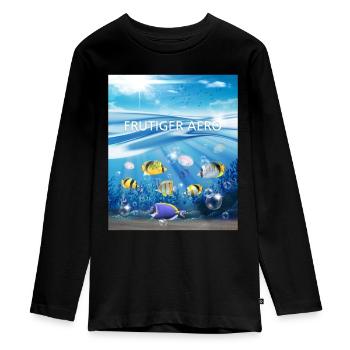 Frutiger Aero Aesthetic Tech Océan Poisson sous-marin - T-shirt manches longues Premium Ado - noir - Devant - AI Model Kid Female (0cm)