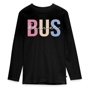 Bus driver school bus driving - Teenager Premium Organic Long Sleeve Shirt - black - Front - AI Model Kid Female (0cm)