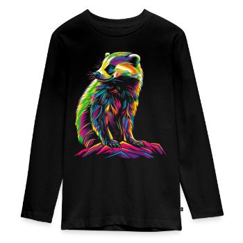 Miel Blaireau Ratel Popart - T-shirt manches longues Premium Ado - noir - Devant - AI Model Kid Female (0cm)