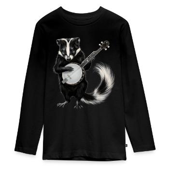 Skunk Bluegrass Banjo Player - Teenager Premium Organic Long Sleeve Shirt - black - Front - AI Model Kid Female (0cm)