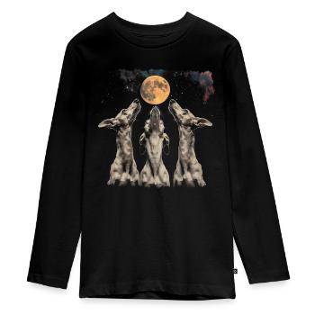 Italienischer Windhund Hund Heulender Mond - Teenager Premium Bio Langarmshirt - Schwarz - Vorne - AI Model Kid Female (0cm)