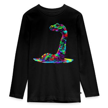 Nessie Plesiosaure Loch Ness Monster Popart - T-shirt manches longues Premium Ado - noir - Devant - AI Model Kid Female (0cm)