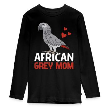Gris Africain Maman Perroquet Maman Perroquet Oiseau Femme - T-shirt manches longues Premium Ado - noir - Devant - AI Model Kid Female (0cm)