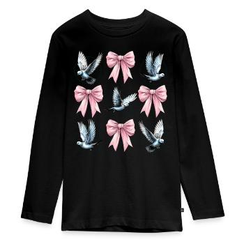 Coquette Bogen Taubenjagd Jäger rosa Schleife Mom - Teenager Premium Bio Langarmshirt - Schwarz - Vorne - AI Model Kid Female (0cm)