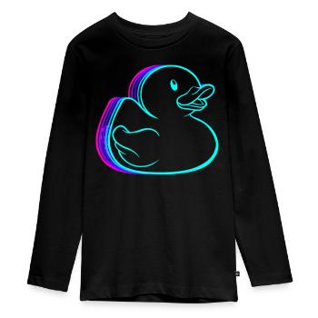 Retro Rubber Duck Ducky Vaporwave - Teenager Premium Organic Long Sleeve Shirt - black - Front - AI Model Kid Female (0cm)