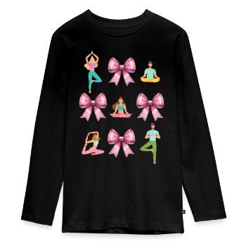 Coquette Arche Yoga Yogi Méditation Maman Fête des Mères - T-shirt manches longues Premium Ado - noir - Devant - AI Model Kid Female (0cm)