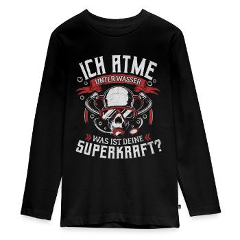 ICH ATME UNTER WASSER SUPERKRAFT TAUCHEN TAUCHER - Teenager Premium Bio Langarmshirt - Schwarz - Vorne - AI Model Kid Female (0cm)
