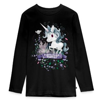 Harry Potter X-Mas Einhorn Verbotener Wald - Teenager Premium Bio Langarmshirt - Schwarz - Vorne - AI Model Kid Female (0cm)