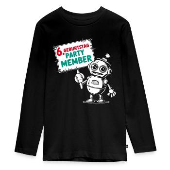 Ich bin sechs Jahre 6. Geburtstag Roboter - Teenager Premium Bio Langarmshirt - Schwarz - Vorne - AI Model Kid Female (0cm)