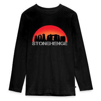 Stonehenge Shirt Archeology - Teenager Premium Organic Long Sleeve Shirt - black - Front - AI Model Kid Female (0cm)