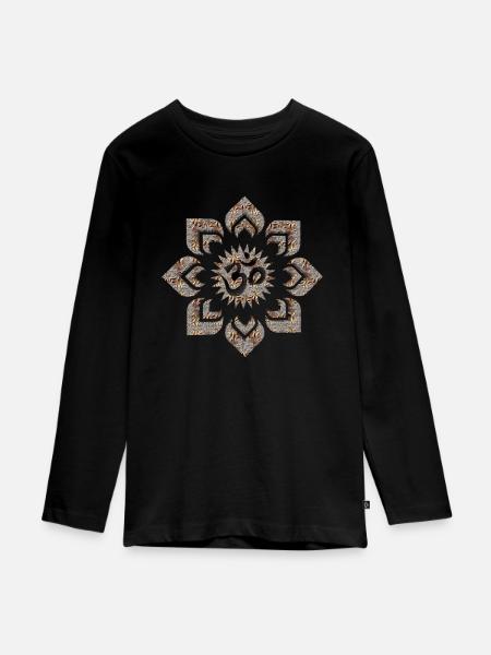 mandala om - Teenager Premium Bio Langarmshirt - Schwarz