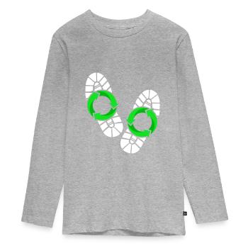 Empreinte écologique - T-shirt manches longues Premium Ado - gris chiné - Devant
