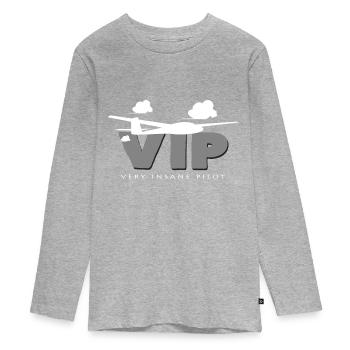 Pilote - T-shirt manches longues Premium Ado - gris chiné - Devant