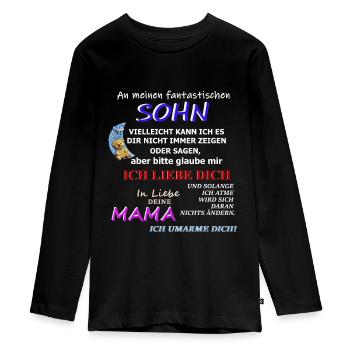 An meinen fantastischen Sohn Mama Spruch - Teenager Premium Bio Langarmshirt - Schwarz - Vorne - AI Model Kid Female (0cm)