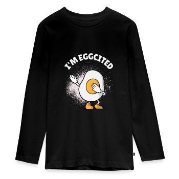 Oeuf au plat frais avec butin - T-shirt manches longues Premium Ado - noir - Devant - AI Model Kid Female (0cm)