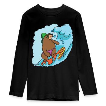 Surfen - Teenager Premium Bio Langarmshirt - Schwarz - Vorne - AI Model Kid Female (0cm)