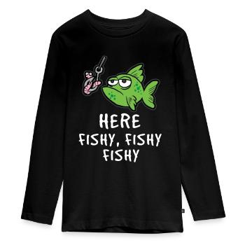 Angeln - Teenager Premium Bio Langarmshirt - Schwarz - Vorne - AI Model Kid Female (0cm)
