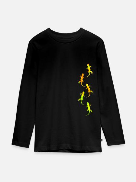Geckos - Teenager Premium Bio Langarmshirt - Schwarz