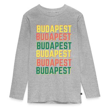 Budapest, Hongrie - T-shirt manches longues Premium Ado - gris chiné - Devant