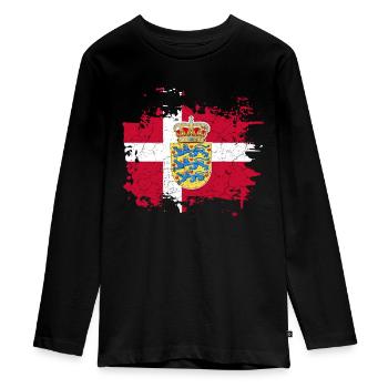 Drapeau des armoiries du Danemark - T-shirt manches longues Premium Ado - noir - Devant - AI Model Kid Female (0cm)
