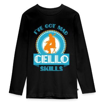 Joueur de violoncelle - violoncelle - T-shirt manches longues Premium Ado - noir - Devant - AI Model Kid Female (0cm)