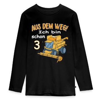 3. Geburtstag 3 Jahre Jungen Mähdrescher - Teenager Premium Bio Langarmshirt - Schwarz - Vorne - AI Model Kid Female (0cm)
