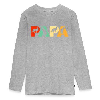 Retro Cat Dad Shirt, Funny Papa Cat Father Gift - Teenager Premium Organic Long Sleeve Shirt - heather grey - Front