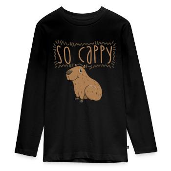 Capybara Wasserschwein Nagetier - Teenager Premium Bio Langarmshirt - Schwarz - Vorne - AI Model Kid Female (0cm)