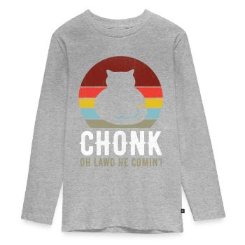 Chonk Cat Drôle Chat Mème Chat Papa Chat Maman - T-shirt manches longues Premium Ado - gris chiné - Devant