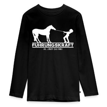Führungskraft Pferd Westernreiten Reiterin QH - Teenager Premium Bio Langarmshirt - Schwarz - Vorne - AI Model Kid Female (0cm)