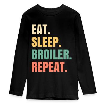 Eat Sleep Broiler Repeat Brathähnchen - Teenager Premium Bio Langarmshirt - Schwarz - Vorne - AI Model Kid Female (0cm)