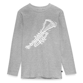 Trompete - Teenager Premium Bio Langarmshirt - Grau meliert - Vorne