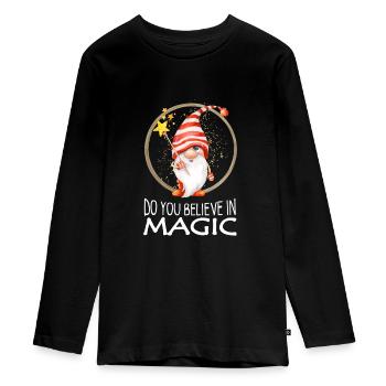 Wichtel Gnom verzaubert Dich zu Weihnachten - Teenager Premium Bio Langarmshirt - Schwarz - Vorne - AI Model Kid Female (0cm)