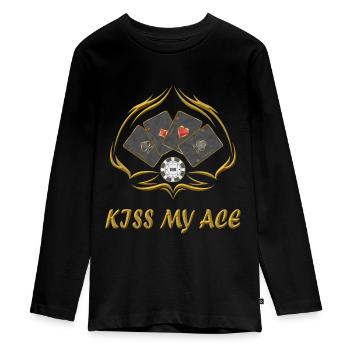 Kiss my Ace / Poker - T-shirt manches longues Premium Ado - noir - Devant - AI Model Kid Female (0cm)