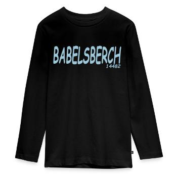 BABELSBERCH 14482 - Teenager Premium Bio Langarmshirt - Schwarz - Vorne - AI Model Kid Female (0cm)